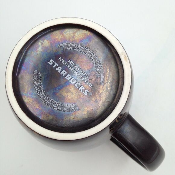 Starbucks Mermaid Coffee Mug Collectible Bone China Ceramic Black Gold 2012 - Picture 6 of 8